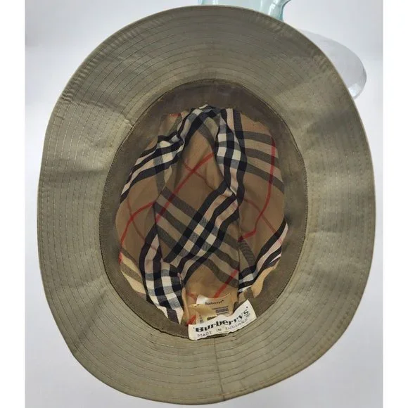 Burberry Women’s Classic Tan Fedora Bucket Hat Size 7.25 Nova Check SEE PICS
